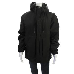 Zara Mens Parka Jacket Black Button High Neck Polyester Size M